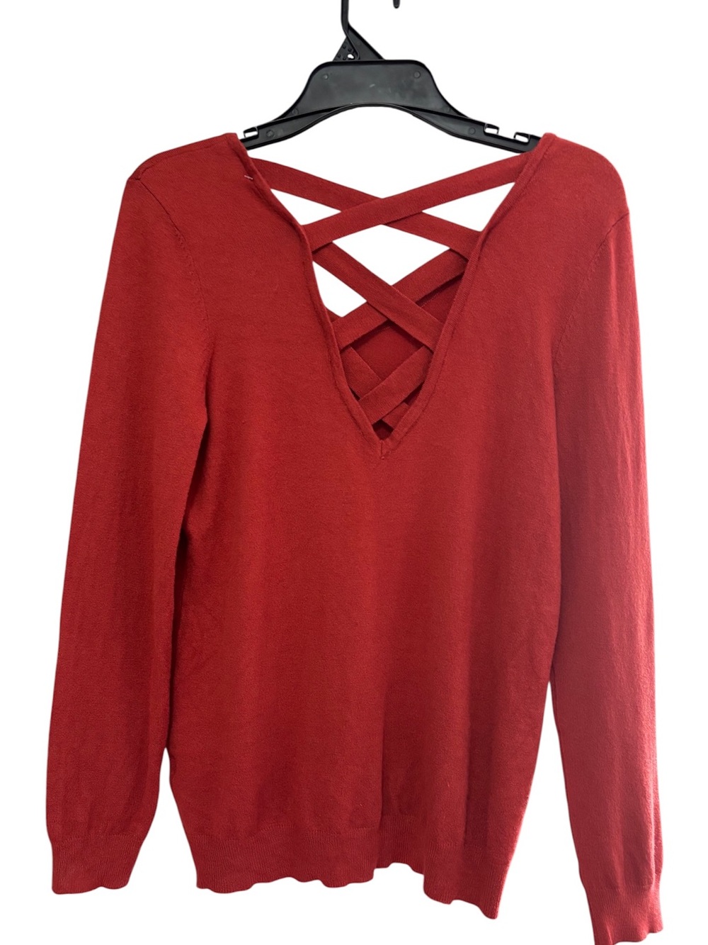LOVE ELLIE Stitch Fix V Neck Light Sweater Crisscross Autumn Rust Womens Size M - Picture 5 of 6